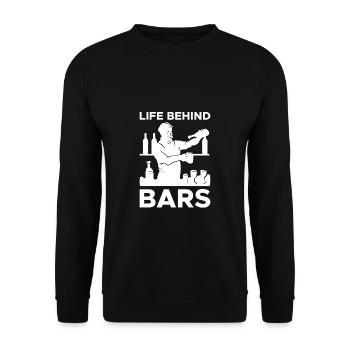 Life Behind Bars Shirt Bartender Gift - Unisex Sweatshirt - black - Front - Alina (178cm) & Michal (187cm)