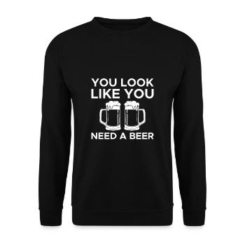 Vous avez l’air d’avoir besoin d’une chemise de barman de bière - Sweat-shirt Unisexe - noir - Devant - Alina (178cm) & Michal (187cm)