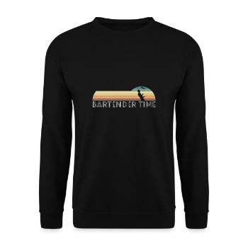 Vintage Retro Bartender Time Barkeeper - Unisex Pullover - Schwarz - Vorne - Alina (178cm) & Michal (187cm)