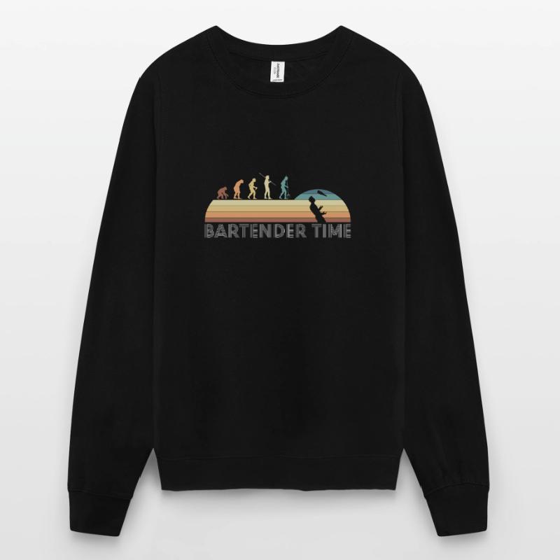 Vintage Retro Bartender Time Barkeeper Evolution Unisex Sweatshirt