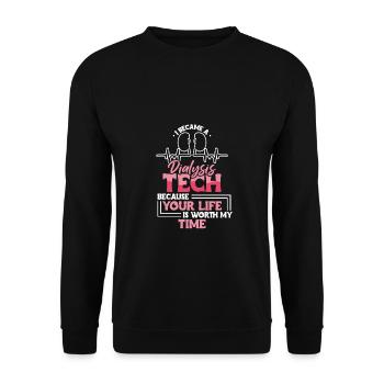 Dialysis Techn Nurse Shirt - Unisex Sweatshirt - black - Front - Alina (178cm) & Michal (187cm)
