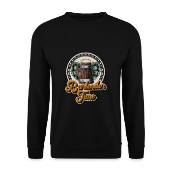 Barman Time Shirt Cadeau Barman - Sweat-shirt Unisexe - noir - Devant - Alina (178cm) & Michal (187cm)