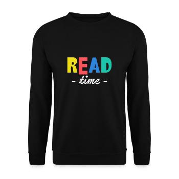 Read Time Shirt Gift - Unisex Sweatshirt - black - Front - Alina (178cm) & Michal (187cm)
