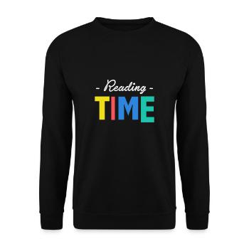 Reading Time Shirt Gift - Unisex Sweatshirt - black - Front - Alina (178cm) & Michal (187cm)