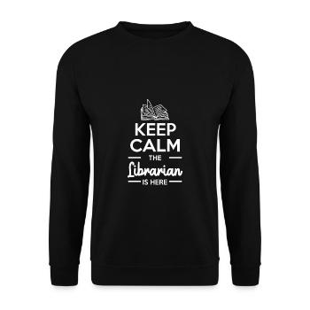 Keep Calm The Librarian Is Here - Unisex Pullover - Schwarz - Vorne - Alina (178cm) & Michal (187cm)