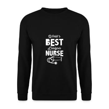 Worlds Best Blood Dialysis Nurse Shirt - Unisex Sweatshirt - black - Front - Alina (178cm) & Michal (187cm)