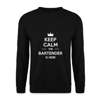 Gardez votre calme Le barman est ici Cadeau de chemise - Sweat-shirt Unisexe - noir - Devant - Alina (178cm) & Michal (187cm)