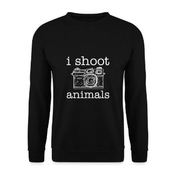I Shoot Animals Shirt Geschenk Fotograf - Unisex Pullover - Schwarz - Vorne - Alina (178cm) & Michal (187cm)