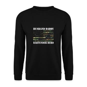 Mari Papa Barman Héros USA Amérique Drapeau - Sweat-shirt Unisexe - noir - Devant - Alina (178cm) & Michal (187cm)