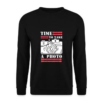 Time To Take A Photo Shirt Geschenk - Unisex Pullover - Schwarz - Vorne - Alina (178cm) & Michal (187cm)