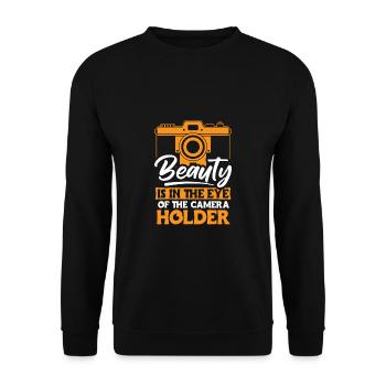 Beauty Is In The Eye Of The Camera Holder Shirt - Unisex Sweatshirt - black - Front - Alina (178cm) & Michal (187cm)