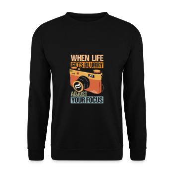 When Life Gets Blurry Adjust Your Focus Shirt - Unisex Sweatshirt - black - Front - Alina (178cm) & Michal (187cm)