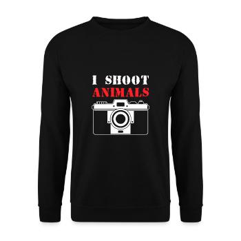 I Shoot Animals Shirt Geschenk Fotograf - Unisex Pullover - Schwarz - Vorne - Alina (178cm) & Michal (187cm)
