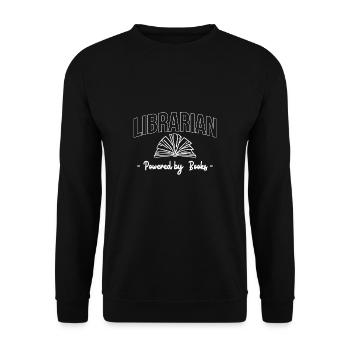 Bibliothèque de chemises Powered By Books - Sweat-shirt Unisexe - noir - Devant - Alina (178cm) & Michal (187cm)