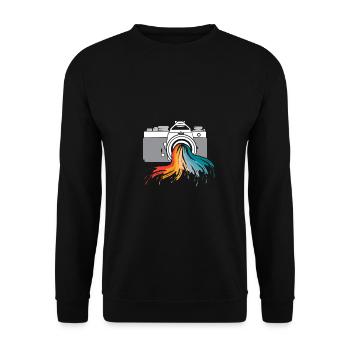 Photographe Appareil photo Chemise Cadeau Arc-en-ciel - Sweat-shirt Unisexe - noir - Devant - Alina (178cm) & Michal (187cm)
