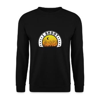 I Shoot Fotograf Shirt Geschenk Landschaft - Unisex Pullover - Schwarz - Vorne - Alina (178cm) & Michal (187cm)