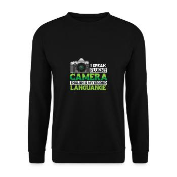 I Speake Fluent Camera Shirt Gift - Unisex Sweatshirt - black - Front - Alina (178cm) & Michal (187cm)