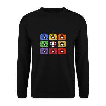 Vintage Retro Kamera Fotograf - Unisex Pullover - Schwarz - Vorne - Alina (178cm) & Michal (187cm)