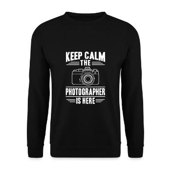Restez calme Le photographe est là - Sweat-shirt Unisexe - noir - Devant - Alina (178cm) & Michal (187cm)