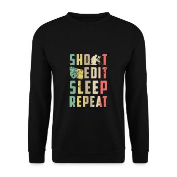 Shoot Edit Sleep Repeat Shirt - Sweat-shirt Unisexe - noir - Devant - Alina (178cm) & Michal (187cm)