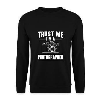 Trust Me Im A Chemise de photographe Fotograf - Sweat-shirt Unisexe - noir - Devant - Alina (178cm) & Michal (187cm)