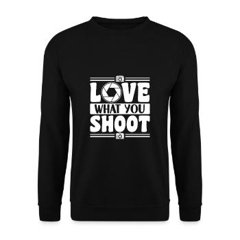 Love What You Shoot Shirt Fotograf Geschenk - Unisex Pullover - Schwarz - Vorne - Alina (178cm) & Michal (187cm)