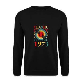 Disque vinyle classique 1973 50e anniversaire - Sweat-shirt Unisexe - noir - Devant - Alina (178cm) & Michal (187cm)