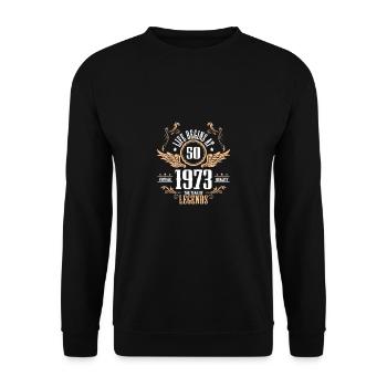 Chemise cadeau 50e anniversaire 1973 - Sweat-shirt Unisexe - noir - Devant - Alina (178cm) & Michal (187cm)