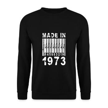 Fabriqué en 1973 Barcode Shirt 50th Birthday - Sweat-shirt Unisexe - noir - Devant - Alina (178cm) & Michal (187cm)