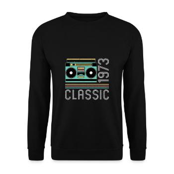 Vintage Retro Radio 1973 50th Birthday Shirt - Unisex Sweatshirt - black - Front - Alina (178cm) & Michal (187cm)