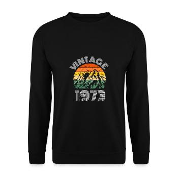 Vintage Retro 50. Geburtstag 1972 Shirt Wanderer - Unisex Pullover - Schwarz - Vorne - Alina (178cm) & Michal (187cm)