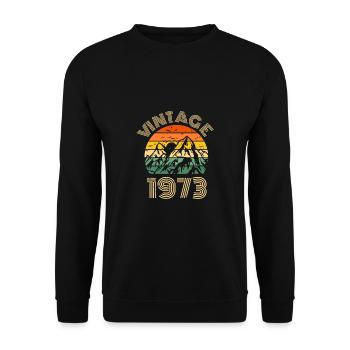 Vintage Retro Mountaineer Wanderer 1973 - Sweat-shirt Unisexe - noir - Devant - Alina (178cm) & Michal (187cm)