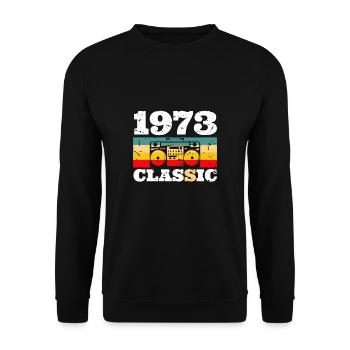 1973 Vintage Retro Radio Classic - Unisex Pullover - Schwarz - Vorne - Alina (178cm) & Michal (187cm)