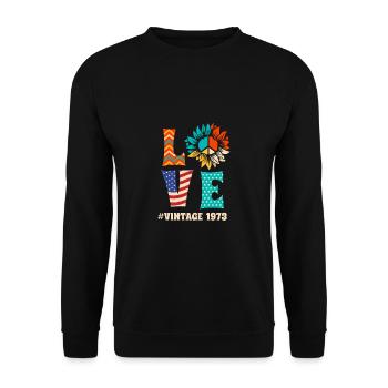 Love Vintage 1973 Chemise Cadeau 50e anniversaire - Sweat-shirt Unisexe - noir - Devant - Alina (178cm) & Michal (187cm)