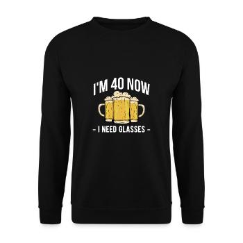 Im 40 Maintenant j’ai besoin de lunettes Chemise cadeau 1983 - Sweat-shirt Unisexe - noir - Devant - Alina (178cm) & Michal (187cm)