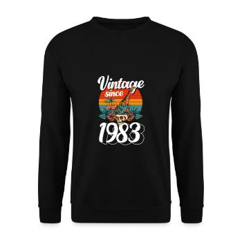 Vintage 40. Geburtstag Palmen Strand Urlaub - Unisex Pullover - Schwarz - Vorne - Alina (178cm) & Michal (187cm)