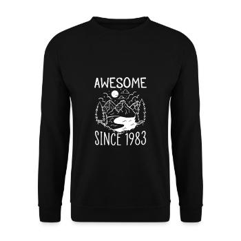 Awesome Since 1983 Shirt Gift - Unisex Sweatshirt - black - Front - Alina (178cm) & Michal (187cm)