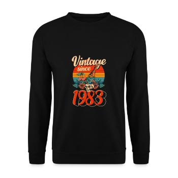 Vintage 40. Geburtstag Palmen Strand Urlaub - Unisex Pullover - Schwarz - Vorne - Alina (178cm) & Michal (187cm)