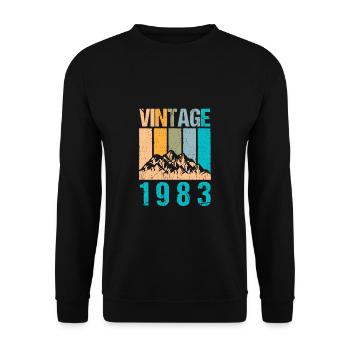 Vintage 1983 Berge Wanderer 40. Geburtstag - Unisex Pullover - Schwarz - Vorne - Alina (178cm) & Michal (187cm)