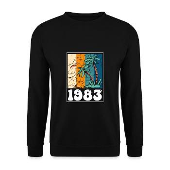 Vintage 40. Geburtstag Palmen Strand Urlaub - Unisex Pullover - Schwarz - Vorne - Alina (178cm) & Michal (187cm)