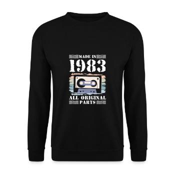 Fabriqué en 1983 40 Birthday Shirt Gift Cassette - Sweat-shirt Unisexe - noir - Devant - Alina (178cm) & Michal (187cm)