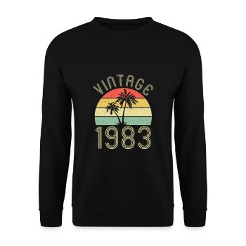 Vintage 40. Geburtstag Palmen Strand Urlaub - Unisex Pullover - Schwarz - Vorne - Alina (178cm) & Michal (187cm)