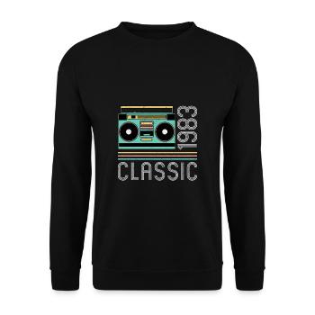 Classic 1983 Radio 40. Geburtstag - Unisex Pullover - Schwarz - Vorne - Alina (178cm) & Michal (187cm)