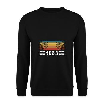 Vintage 40. Geburtstag Palmen Strand Urlaub - Unisex Pullover - Schwarz - Vorne - Alina (178cm) & Michal (187cm)