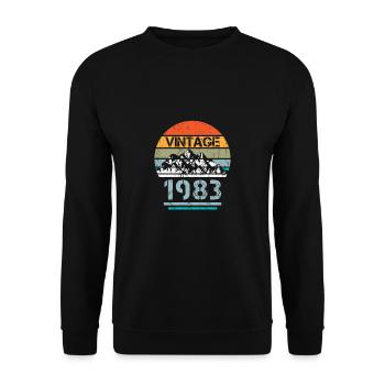 Vintage Retro Berge 1983 40. Geburtstag - Unisex Pullover - Schwarz - Vorne - Alina (178cm) & Michal (187cm)