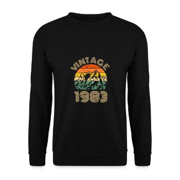 Vintage Berg Mountain 1983 40. Geburtstag Shirt - Unisex Pullover - Schwarz - Vorne - Alina (178cm) & Michal (187cm)