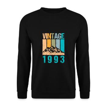 Vintage Berge Mountain 1993 30th birthday - Unisex Sweatshirt - black - Front - Alina (178cm) & Michal (187cm)