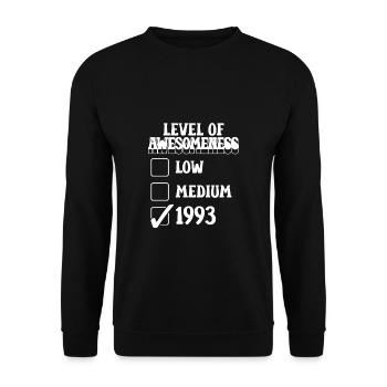 Level Of Awesomeness 1993 Shirt - Unisex Pullover - Schwarz - Vorne - Alina (178cm) & Michal (187cm)
