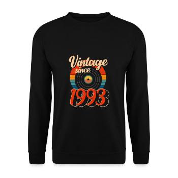Vintage Vinyl Vinyl 1993 30th Birthday - Unisex Sweatshirt - black - Front - Alina (178cm) & Michal (187cm)