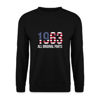 Vintage 1963 60th Birthday Shirt USA Flag - Sweat-shirt Unisexe - noir - Devant - Alina (178cm) & Michal (187cm)